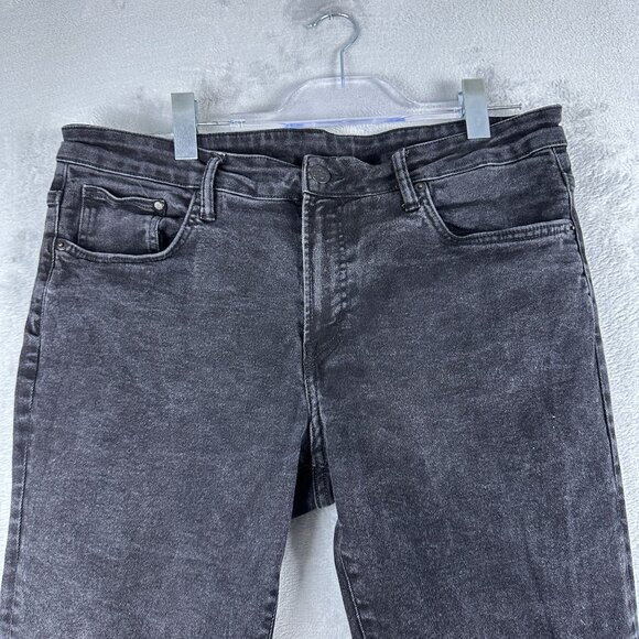 H&M Straight Leg Jeans Women's Size 38/32 High Rise Acid Wash Denim Black - Picture 3 of 13